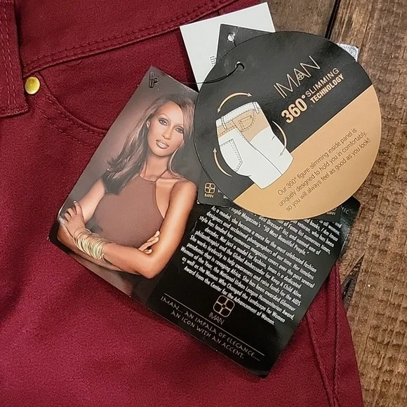 💥IMAN red maroon Stretch pants NEW SZ 4 - Picture 2 of 6